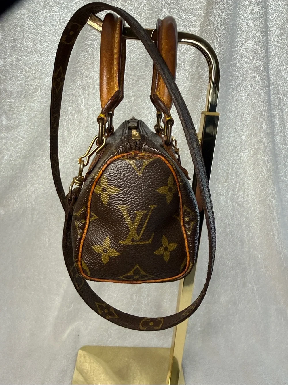 Louis Vuitton Mini Speedy Satchel and Authentic Louis Vuitton strap